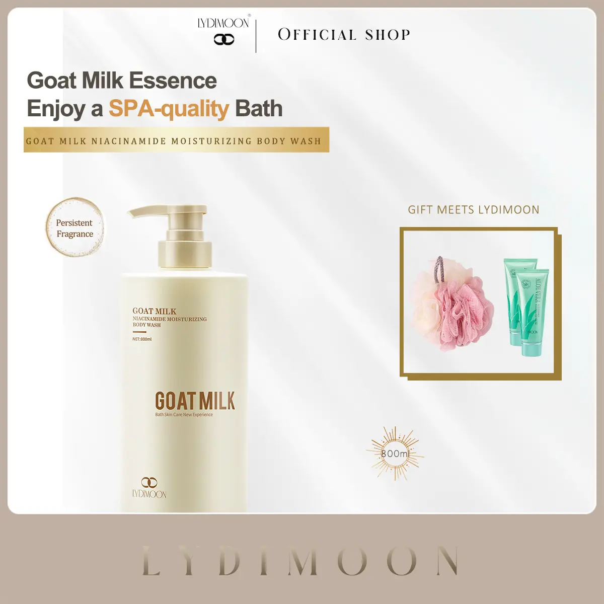 [SG Seller]LYDIMOON Goat milk niacinamide shower gel 800ml Gentle cleansed Whitening purifying Moisturizing brightening Body Care Cleansing Comfort Moisture Skin Moisturizer Soap Smooth Gift Skin Care Body Wash shower  products