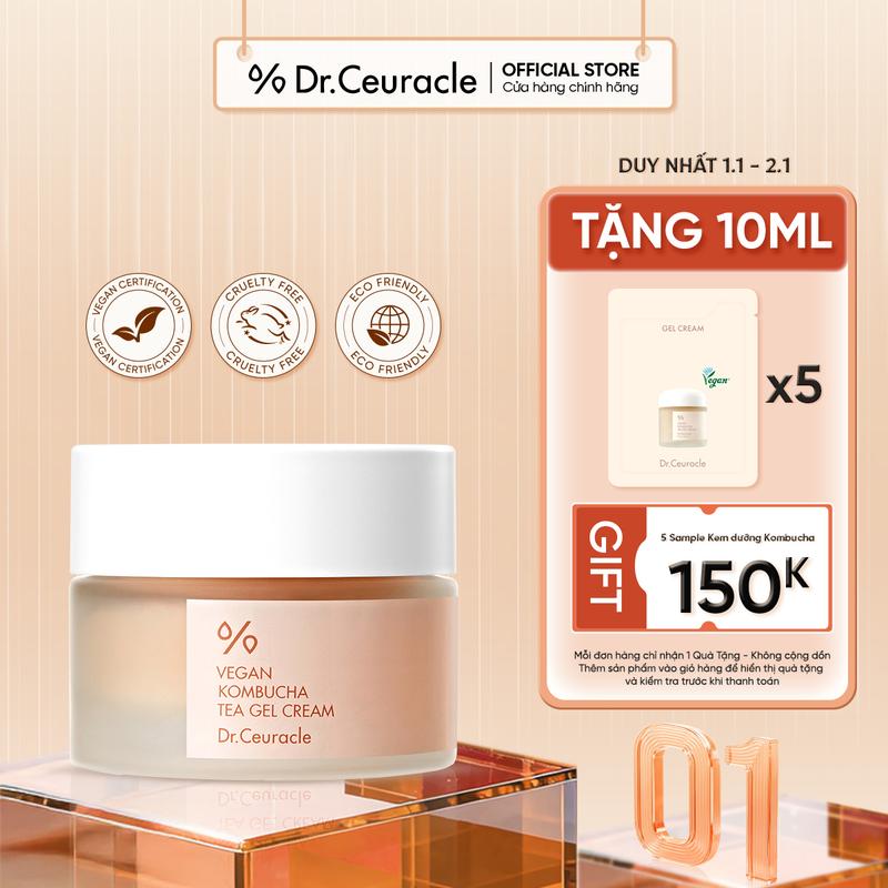  Kem Dưỡng Dr.Ceuracle Vegan Kombucha Tea Gel Cream 30g Mini Size Dưỡng Ẩm Trẻ Hóa Da 