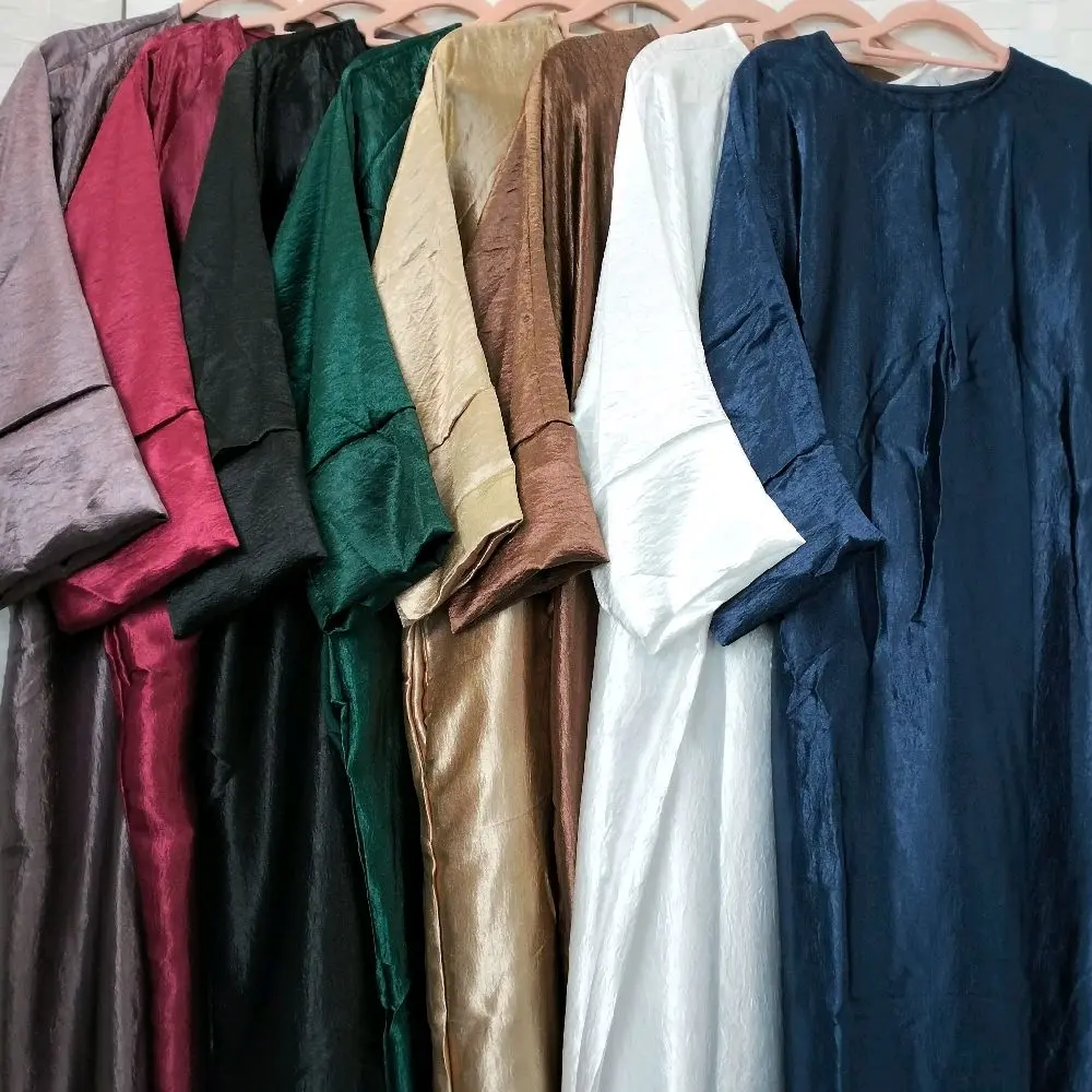 Jubah Kaftan Crinkle Satin elegant gown Raya ready fit up to ptp 60cm comfy
