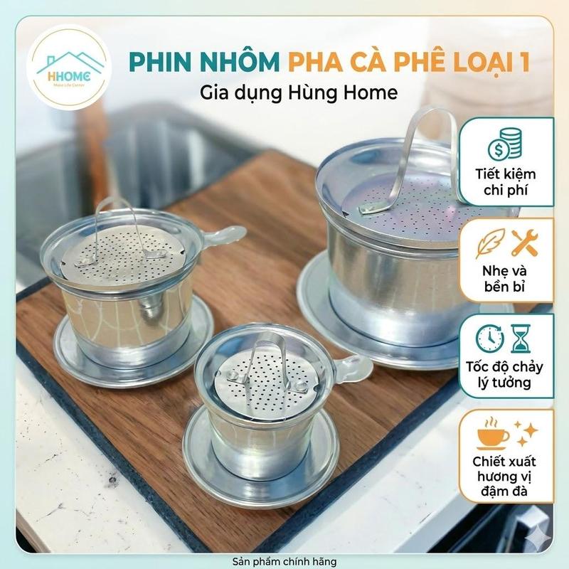 Phin cà phê nhôm đa kích cỡ - Phù hợp pha 1 ly đến nhiều ly, dùng cho gia đình…