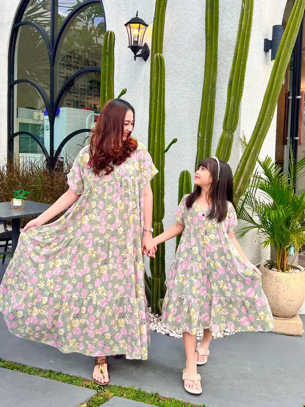 Daster Premium Long V Couple Bahan Rayon - Long Dress ld 120cm 3