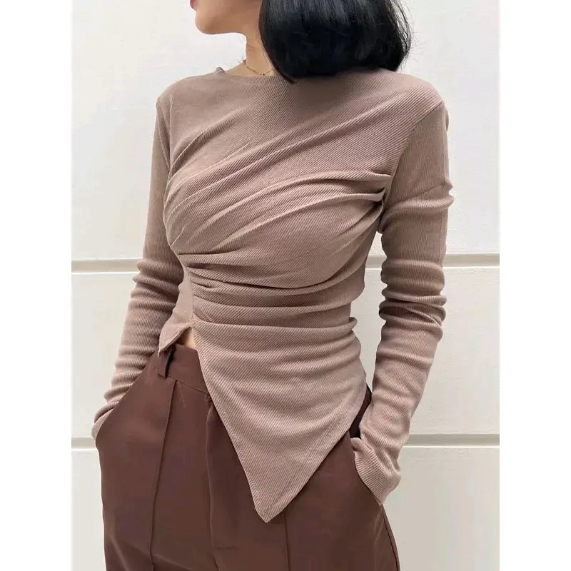 Nay' Blouse Knit Crop Top / Kaos Wanita /Atasan Wanita Tangan Panjang Polos 2