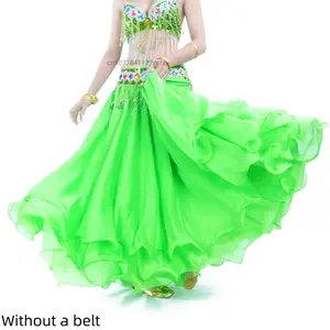 Three Layer Chiffon Rolled Edge Skirt Belly Dance High-end 12 Meter Large Swing Skirt Women's Group Dance Performance Costume