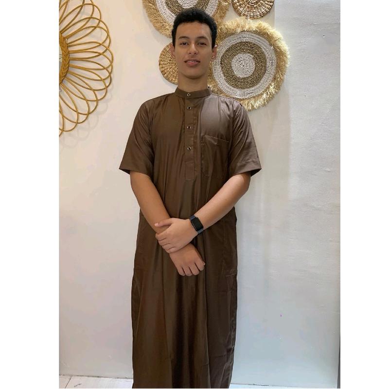 Gamis Hasyimi Lengan Pendek Berkerah by MAJA Collection Gamis Toyobo Grade A Kancing Premium Busana Muslim Pria Warna Navy Dewasa Hitam Katun Panjang Jubah 6