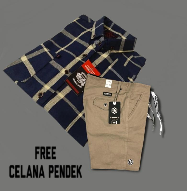 ONE SET Outfit Cowok Baju Setelan Satu Set Fasion Pria Dewasa Laki Laki Katun Lengan panjang Setrip Celana Hitam 8