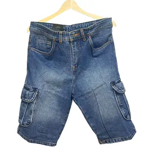 Celana Jeans Cargo Garis Dua Bawahan Pria Dewasa Panjang Dibawah Lutut New Terlaris Size 28-33