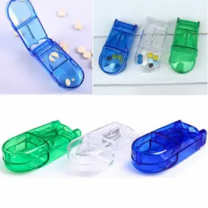 CLAUREIN Alat Pemecah Obat Box Tempat Kotak Pemotong Tablet Kapsul Pil Cutter Portable Mudah Dibawa