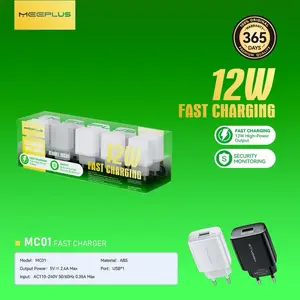 (1 Box isi 10Pcs)MEEPLUS MC01/MC02 TRAVEL CHARGER 12W/18W QC PROTOCOL FAST CHARGING 1USB PORT 100%ORIGINAL