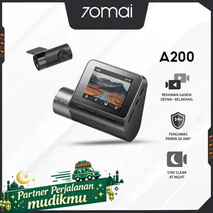 70mai Dash Cam A200 Set Dual-Channel 1080P HDR Fov130 Night Owl Vision Kamera Dasbor Depan & Belakang Rekaman HDRTeknologi Eksposur Otomatis