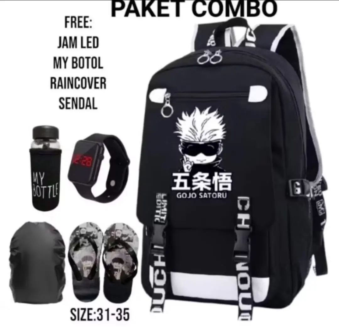NEW RANSEL ANIME GOJO SATURO-Tas sekolah anak SD SMP tas ransel gendong anak laki laki tas remaja tas banyak bonusnya