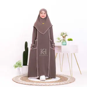 Baju Gamis Abaya anak remaja set hijab bahan crinkle airflow usia 6-13 Tahun