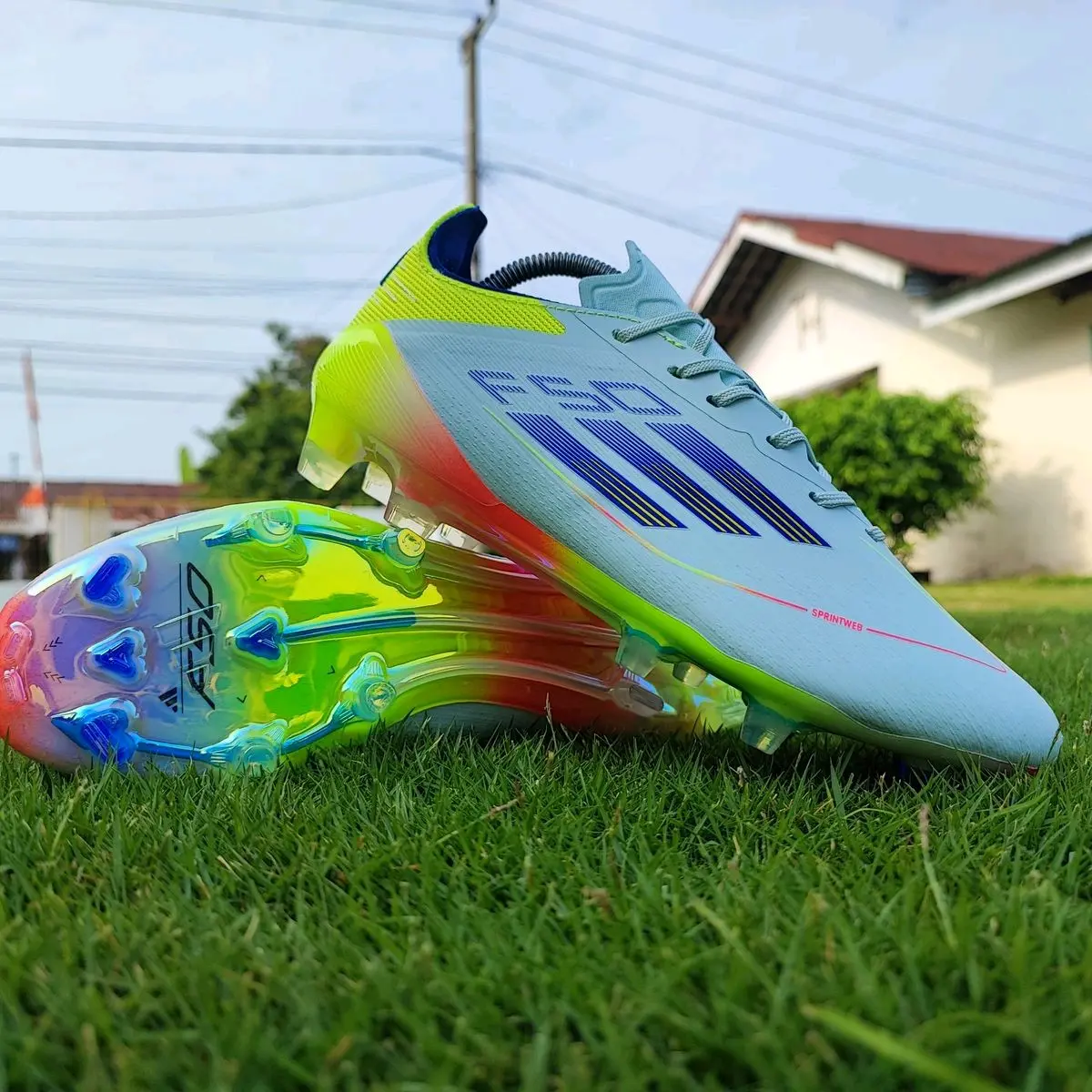 Sepatu Bola F50 Elite Almost Blue semi Lucid Blue Semi Solar Yellow