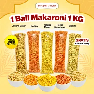 1 BALL MAKARONI BANTAT MURAH 5 VARIAN RASA PEDAS DAUN JERUK, BUMBU RUJAK, ORIGINAL, BALADO, JAGUNG MANIS Food Snack Camilan Pedas Halal Crispy