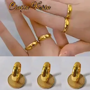 Cincin Koin 91 Asli Anti Karat Model Ring Polos Cantik Elegan untuk Tampilan Mewah dan Tahan Lama