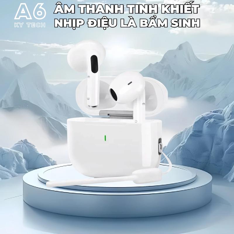[5 QUÀ TẶNG] KY A6 Tai nghe, Âm thanh nổi HiFi, Giảm tiếng ồn ENC, Chống nước iPX5,Không dây thể thao bán trong tai,Thời lượng pin dài 8H, Phù hợp thông dụng cho mọi điện thoại di động