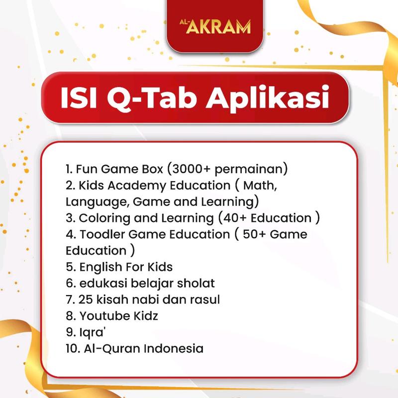 Q-TAB Quran Tablet Anak New Produk Al-Akram Bergaransi 1 Tahun Edukasi Islami Belajar Game Kids Toy 7
