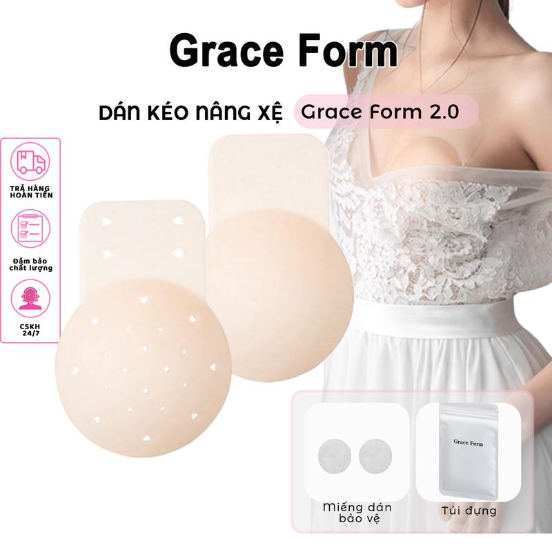 Grace Form Mua 1 Tặng 1-Miếng Dán Nâng Quả Silicon Cao Cấp Miếng Dán Ngực Chống Chảy Sệ Bra Cao Su Không lộ