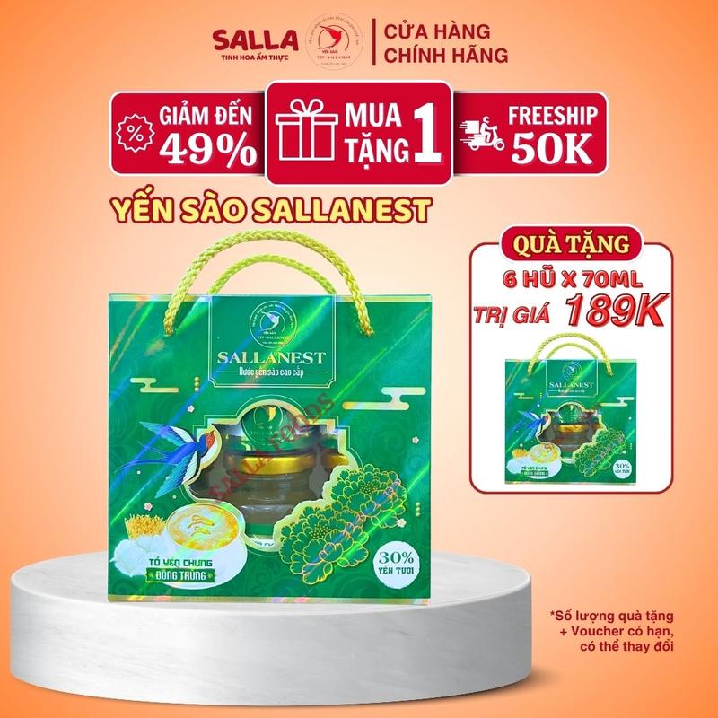   MUA 1 TẶNG 1  12 Hũ Yến sào Sallanest 30% Yến Tươi chọn vị- Hộp 6 Hũ x 70ml 