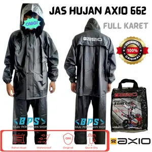 Jas Hujan Axio 662 Karet Original Setelan Jaket Celana Mantel Mantol Ujan Raincoat Dewasa Uniseks
