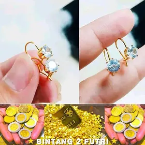 Anting Desy Permata Satu Mewah Elegan Dari Asli Koin 91 Anti Luntur Earrings