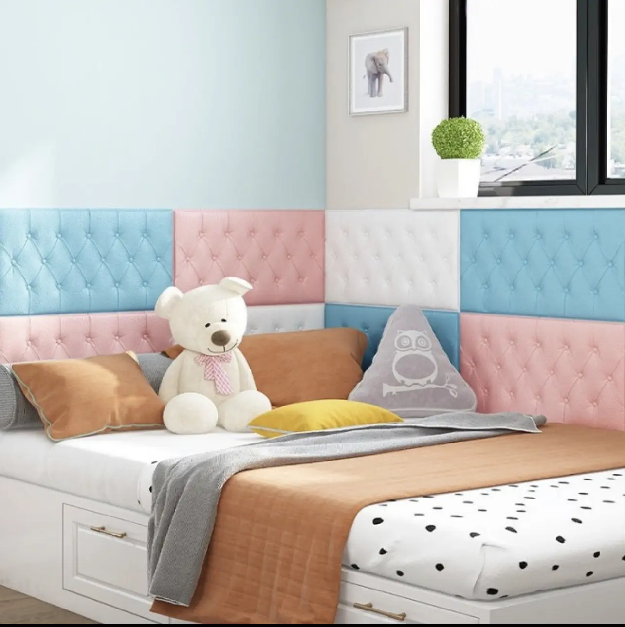 WALLPAPER 3D FOAM HEADBOARD BED 60cm x30cm,ketebalan 6mm, WALLFOAM EMPUK / WALLFOAM HEADBOARD TAHAN AIR KEDAP SUARA