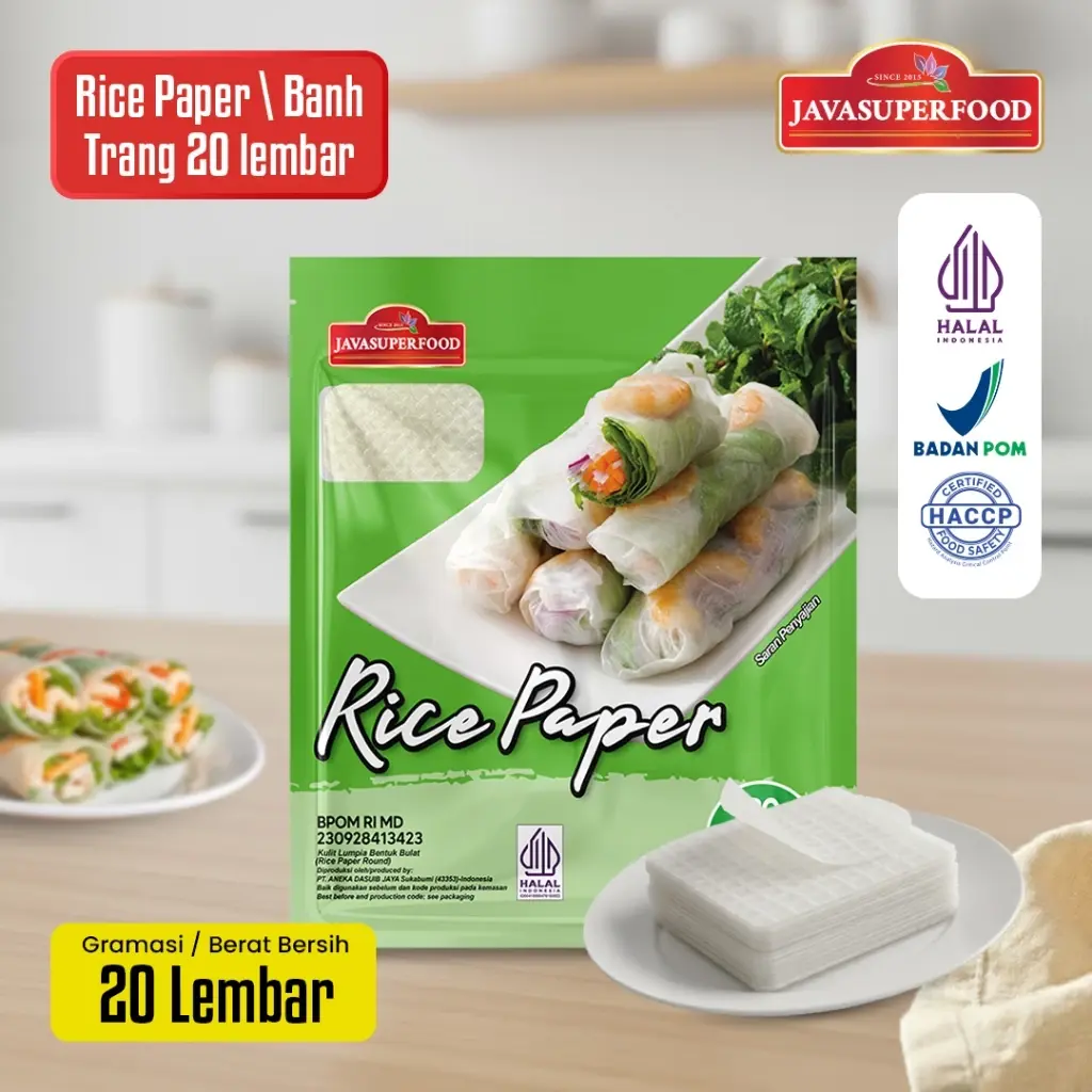 Rice Paper 20 lembar Halal / Banh Trang High Quality Rice Paper / Kulit Lumpia Vietnam Rice Paper / rice roll spring roll 200G