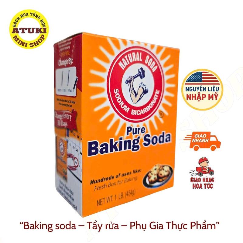 Baking soda Sodium Bicarbonate Dùng làm bánh tẩy rửa nhà cửa khối lượng 454g baking soda