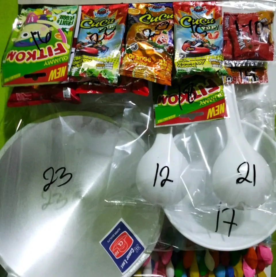 cabutan balon berhadiah isi 100 pcs. mangkok dan wajan