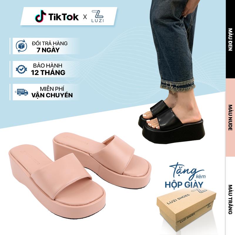 HÀNG FULLBOX Dép bánh mì nữ quai ngang bản to đế cao 5p dép quai ngang nữ đế xuồng nhiều màu sắc dép guốc nữ đế xốp cao 5p mùa hè đi chơi đi biển sang chảnh dễ phối đồ luzishoes m130