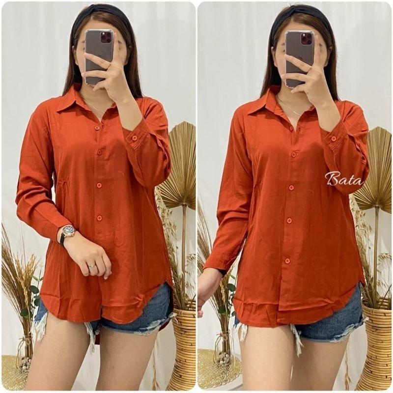 Atasan Kemeja wanita Oval bahan crinkle airflow terbaru Oversize Nyaman 2
