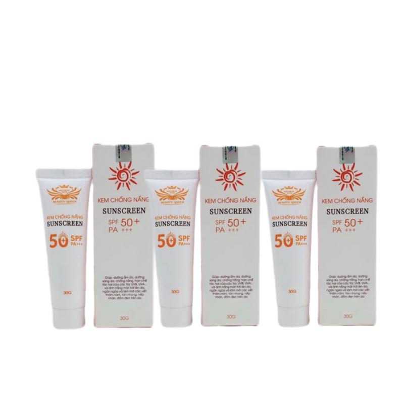 Combo 3 Kem Chống Nắng Tone Up Beautyqueen nâng tone kiềm dầu  kháng nước cho da mặt SPF 50+ PA +++ 30g  Da dầu , da nhạy cảm , da khô và thiếu ẩm Kem dưỡng da Skincare