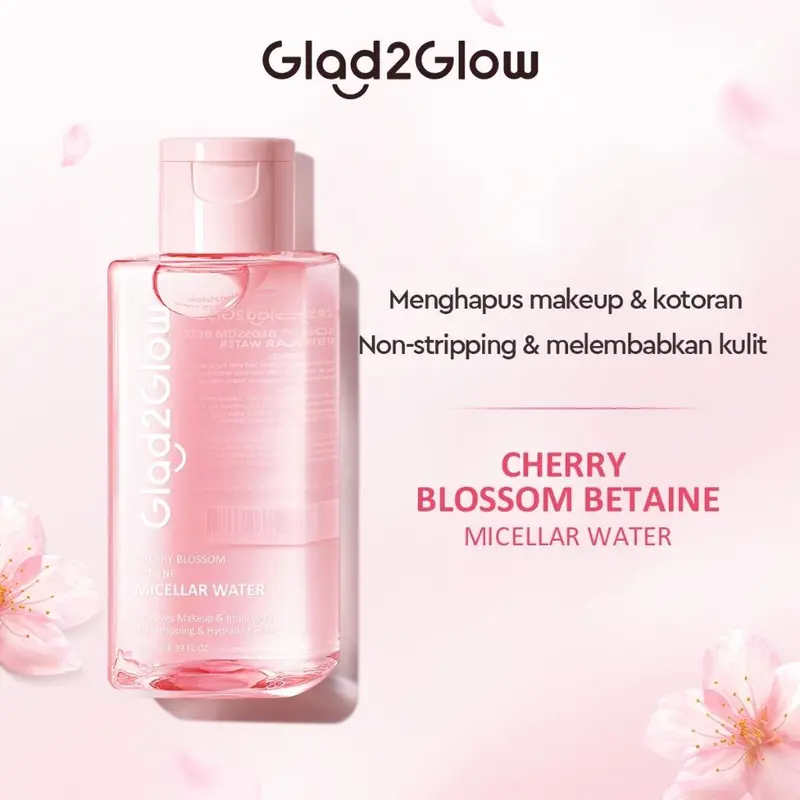 [New Launch]Glad2Glow Cherry Blossom Betaine Micellar Water-130ml/300ml Pembersih Wajah Make Up Remover Cleansing Water dan Melembabkan Wajah 8