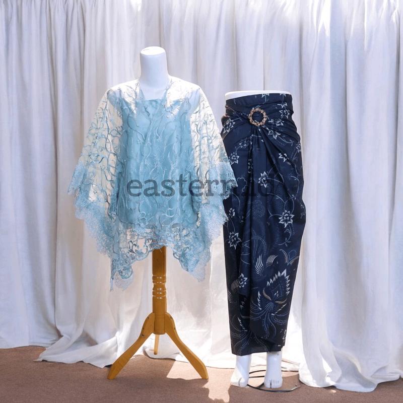 Bisa COD (Paket 5in1) SatuSet Kebaya Modern Renda Tali Jelita  Kondangan Wisuda Lamaran with Rok Lilit Batik dan Outer Cardigan tile premium kece kelulusan Dress Kain Katun Panjang Abu Hitam Maroon Mocca 2