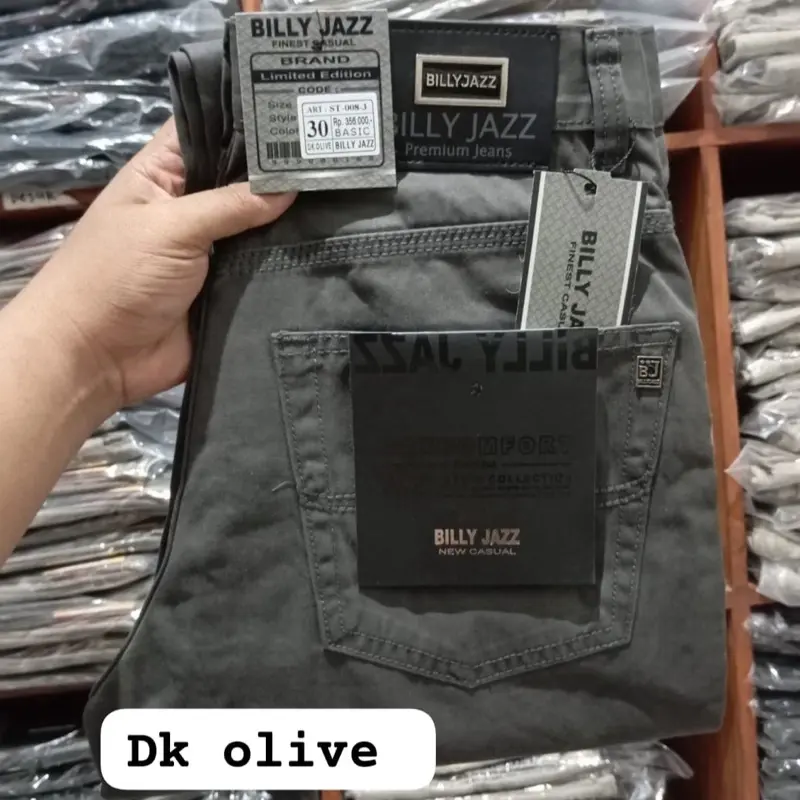 Celana Panjang Pria Formal Kerja Kantor Billyjazz non Stretch  Pola Polos Distro Cowok Dewasa Katun Slimfit Hitam Navy Chino Casual 3