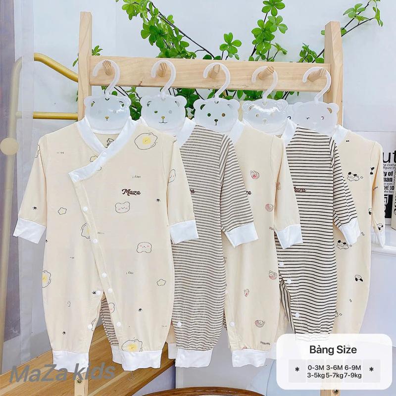 Áo liền quần cho bé sơ sinh vải petit tăm tre mềm mịn, bodysuit cho bé trai bé gái 3-9kg phù hợp mùa hè, xuân, thu _ BD136