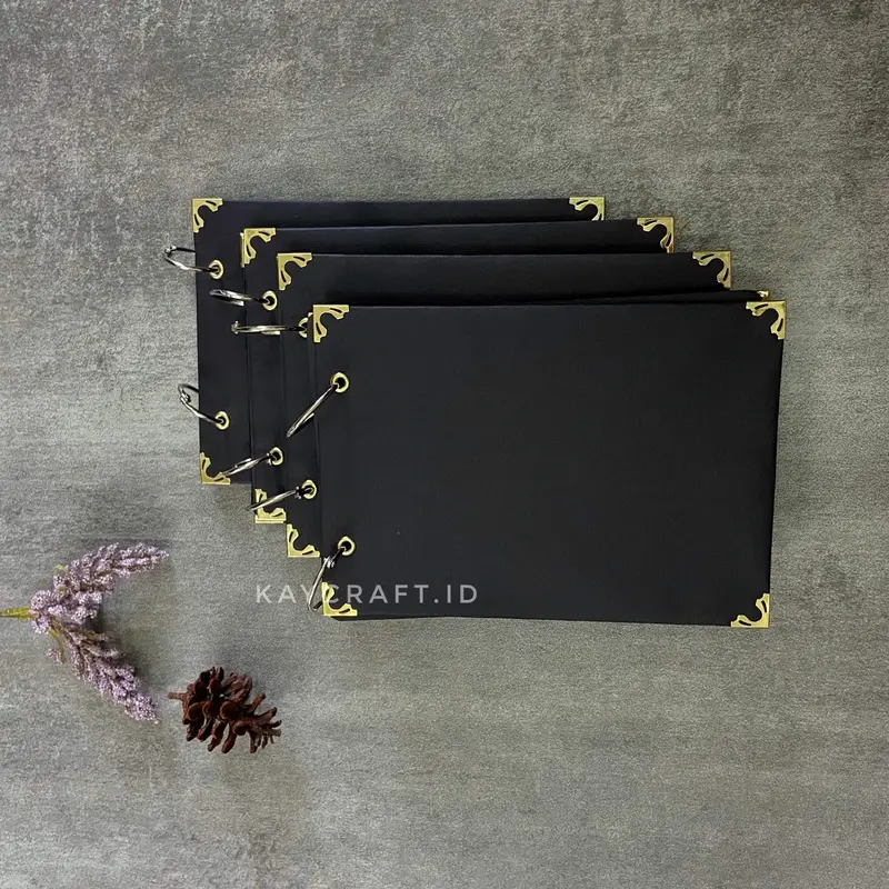 ￼SCRAPBOOK FULL HITAM HARDCOVER A5 (21x15cm)-FREE KERTAS AESTETIC 3