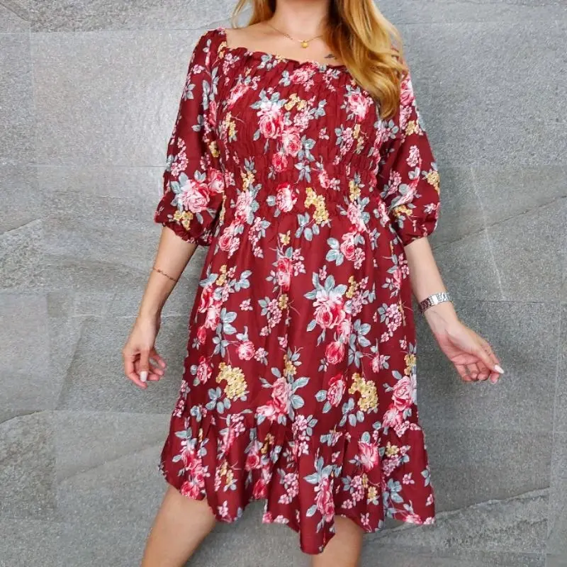 Dress Lily XL XXL LD130                                                                                               Shimmer midi maxi Dress floral korean style becca simpel elegant baju Lebaran wanita gereja aesthetic ter baru 2023 4