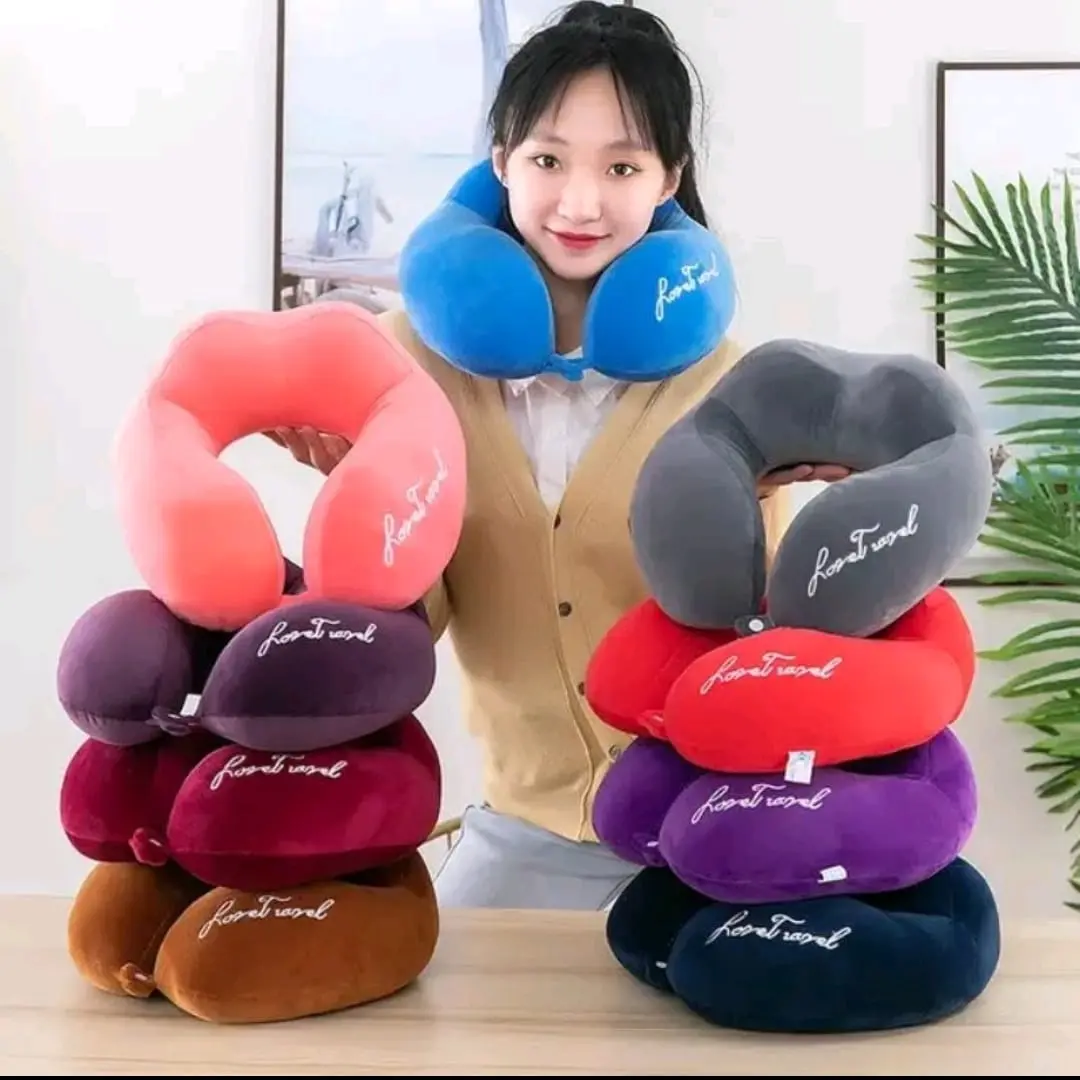 Bantal Leher Halus Lembut Berbentuk Tidur Siang Lucu Travel Portabel SNI Nyaman untuk Mobil Kereta Pesawat