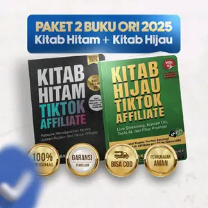 Paket Komplit (Isi 2 Buku) Panduan Jadi Master Tiktok Affiliate! Kitab Hitam & Kitab Hijau: Dari 0 sampai Jago Live & Punya 600 Followers. Isi Warna dan Hitam Putih