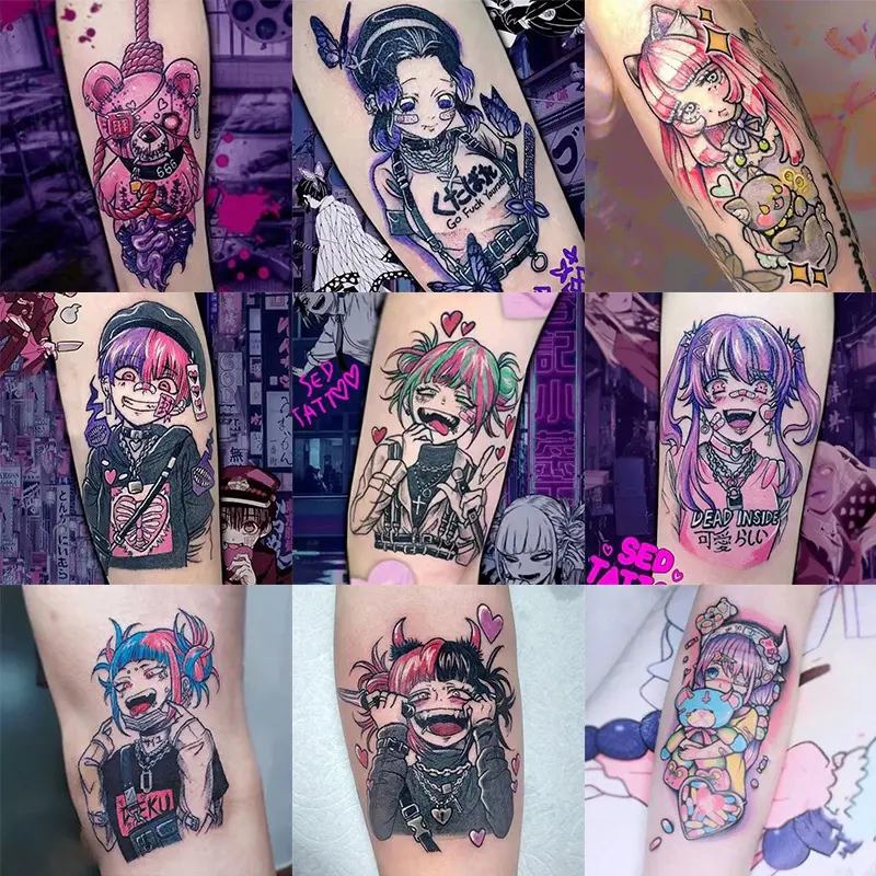 ✨COD Stiker Tato Anime Kartun Keren Stiker Tato Tahan Air Dengan Tinta Di Atas Kertas Stiker Tato Sementara Anime Jepang Y2k Stiker Tato Tahan Ar Korea Fashion Unisex-GS