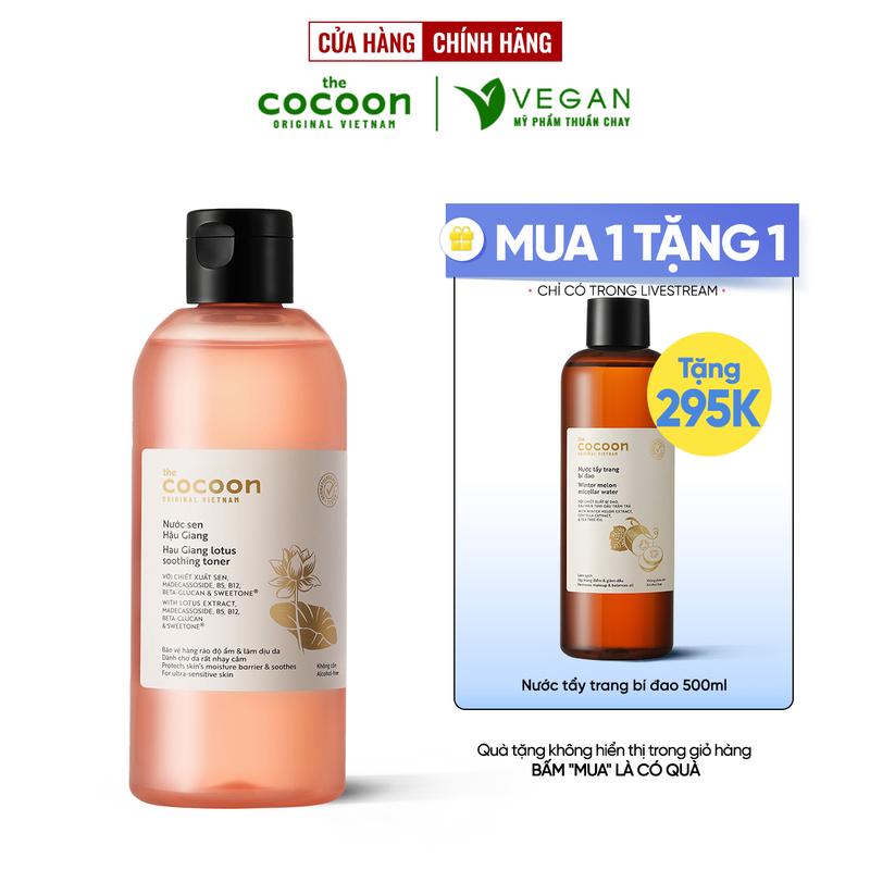 [CHỈ CÓ TRONG LIVESTREAM MUA 1 TẶNG 1] Toner nước cân bằng da SEN Hậu Giang Cocoon 310ml TẶNG Nước tẩy trang Bí đao 500ml làm sạch da Skincare Cấp Ẩm