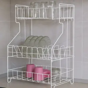 Rak Piring Susun 3 RPL 03 Rak Piring Wastafel Besi Gelas Plastik Anti Karat Mini Kuat Tebal Ukuran 23x41x55cm RakDapur RakWastafel