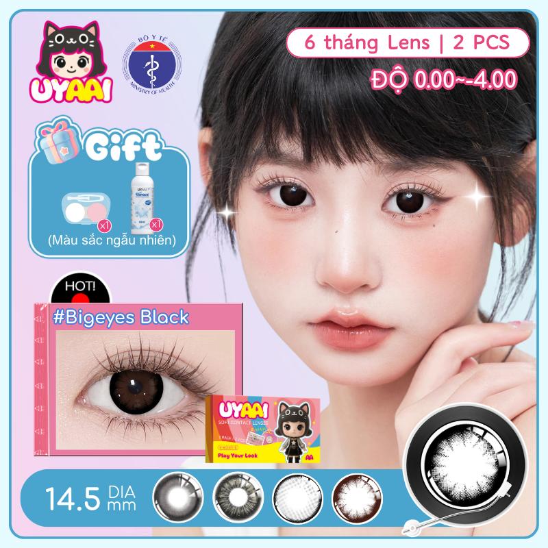  【Xám đen nâu lens  UYAAI Kính áp tròng | Mua 1 tặng 2 Mua 2 tặng 4 | dòng K4 Snowball ThaiTea Big eyes lens DIA 14.5mm đôi mắt to bigeyes Black lens mắt 6 tháng lens 