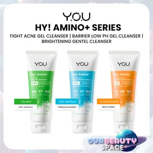 YOU Hy! Amino+ 1.5% BHA Fight Acne Gel Cleanser 2% Niacinamide Brightening 20% Centella Barrier Low pH Gel Cleanser