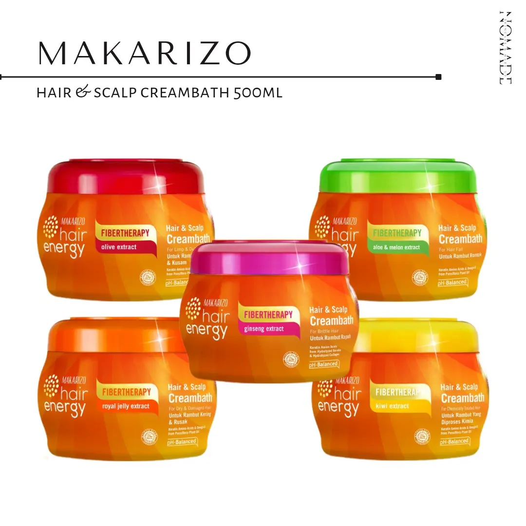 Makarizo Hair Energy Fibertherapy Hair & Scalp Creambath 200ml 500ml Melembutkan Rambut