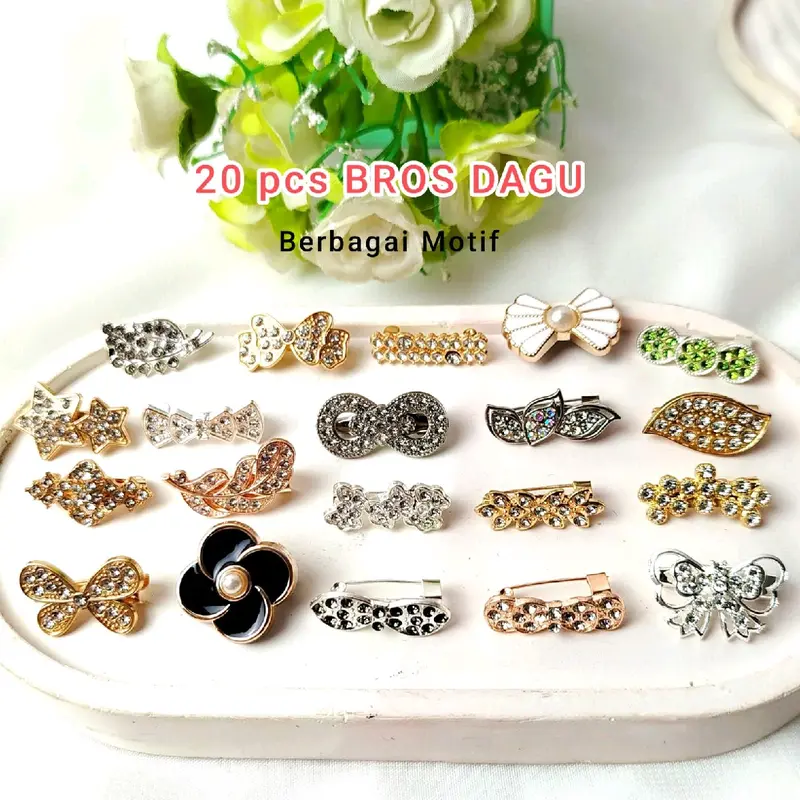 20 BROS DAGU KECIL ( MIX MODEL UKURAN 1,5 Cm). BROS JILBAB DAGU KECIL. 3