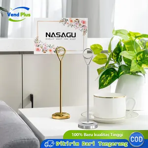 25cm Tiang Nomor Meja Stainless Menu Stand Table Number Holder Stand Stand Card Holder