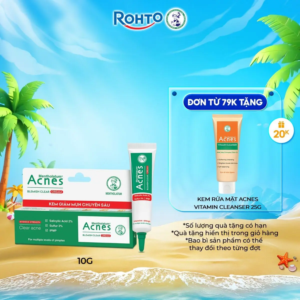 Kem giảm mụn chuyên sâu Acnes Blemish Clear Cream 10g