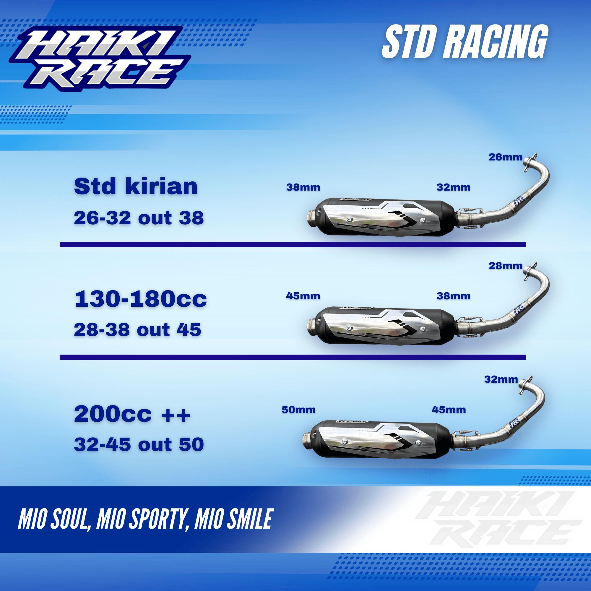 Knalpot Standar racing Type Stainless Original HAIKI RACE mio sporty mio smile mio karbu mio soul karbu Mio J/GT Mio M3/Z Motor Motorcycle