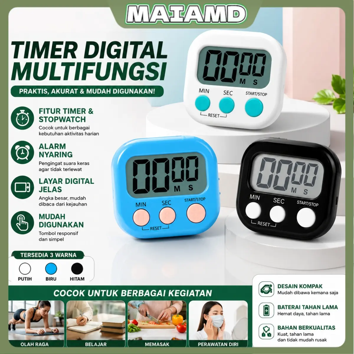 [COD]MaiamdTimer Digital Dapur High Precision Magnetic Stopwatch Alarm LCD Mini Portable Digital Kitchen LCD Timer Stopwatch untuk Memasak Kitchen Cooking Timer Presisi Tinggi